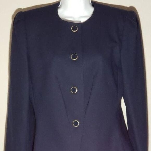 Kasper wool button up blazer navy size 8 - Picture 5 of 9